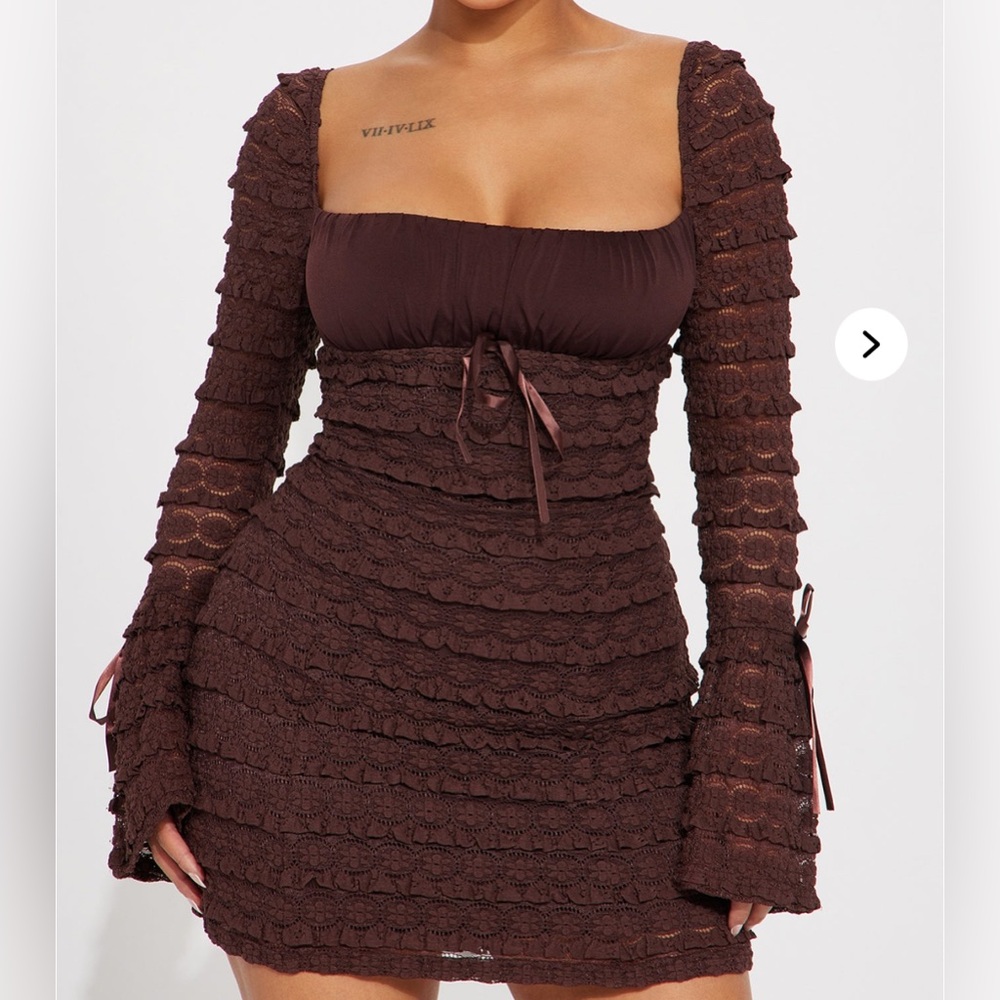 Elegant Brown Lace Dress